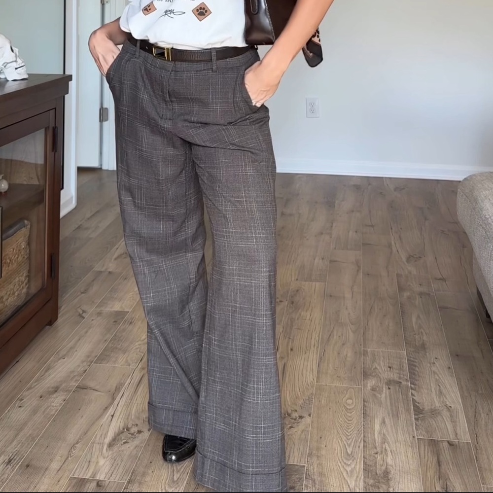 New York & Company Brown Plaid Trousers